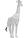 Giraffe coloring book vector for adults