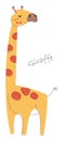 Giraffe . Cute animals cartoon characters . Flat shape and line stroke design .