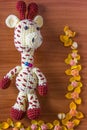 Giraffe doll and melodorum fruticosum Royalty Free Stock Photo