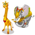 Giraffe and elephant decorated precious jewelry