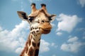 Giraffe face under sky. Giraffe ,funny face Ai generated