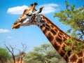 Giraffe feeding Made With Generative AI illustration