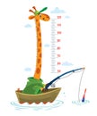 Giraffe in a fishing boat Meter wall or height chart