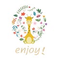 Giraffe and flower background Royalty Free Stock Photo