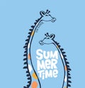 Giraffe friends cool summer t-shirt print. African animal with slogan. Summer time