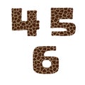 Giraffe fur alphabet - digits 4-6 Royalty Free Stock Photo