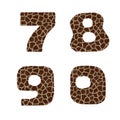 Giraffe fur alphabet - digits 7-0 Royalty Free Stock Photo