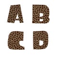 Giraffe fur alphabet - letters A-D Royalty Free Stock Photo