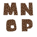 Giraffe fur alphabet - letters M-P Royalty Free Stock Photo
