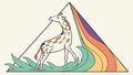Giraffe in a Geometric Frame with a Rainbow vector design Generative AI Royalty Free Stock Photo
