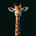 A giraffe (Giraffa camelopardalis) is centrally positioned, facing the camera against a Royalty Free Stock Photo