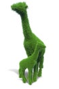 Giraffe of green grass. Representing the concept of conservation of nature and animals. 3d illustration