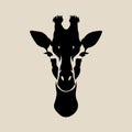 Giraffe head silhouette looking forward for logo, emblem or illustration Royalty Free Stock Photo