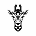 Giraffe Head Tattoo-inspired Design - Symmetrical Stenciled Iconography