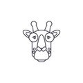 Giraffe head vector line icon, sign, illustration on background, editable strokes Royalty Free Stock Photo