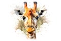 Giraffe head watercolor, animals, african savannah, illustration. Generative AI