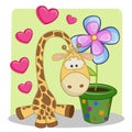 Giraffe with heart and flower