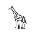 Black line icon for Giraffe, tall and mammal