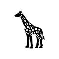 Black solid icon for Giraffe, tall and fauna