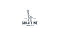 Giraffe line smile cute cartoon logo vector illustration Royalty Free Stock Photo