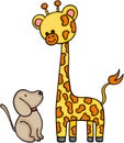 Giraffe and little dog are the best friend