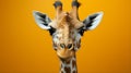 Playful Minimalist Photography: Cute Giraffe On Orange Background
