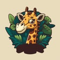 Giraffe logo animal character logo mascot vector cartoon design template Royalty Free Stock Photo