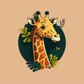 Giraffe logo animal character logo mascot vector cartoon design template Royalty Free Stock Photo