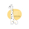 Giraffe logo template original design, animal label easy editable for Your design hand drawn vector Illustration Royalty Free Stock Photo