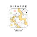 Giraffe logo template original design, cute animal badge easy editable for Your design hand drawn vector Illustration Royalty Free Stock Photo