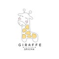 Giraffe logo template original design, sweet wild animal label easy editable for Your design hand drawn vector