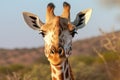 a giraffe looking at the camera in the wild Royalty Free Stock Photo