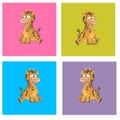 Giraffe mascot sitting with background color
