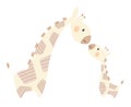 Giraffe mom and baby cute print. Sweet animal family. Royalty Free Stock Photo