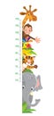 Giraffe, monkey, tiger. Meter wall or height chart