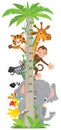 Giraffe, monkey, tiger. Meter wall or height chart