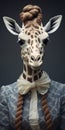 Giraffe Person Portrait: Charming Characters In Exquisite Clothing