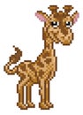 Giraffe Pixel Art Safari Animal Video Game Cartoon