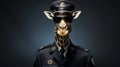 Giraffe Police Officer: Edgy Caricature With Hidden Meanings Royalty Free Stock Photo