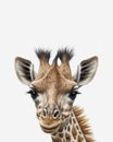 Giraffe portrait front view isolated in white background in Kruger National park, South Africa Specie Giraffa