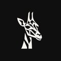 Geometric Giraffe Logo: Aggressive Silhouette In Black And White