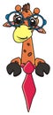Giraffe with round glasses and a tie