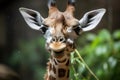 giraffe's tongue wagging in playful tease