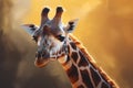 Giraffe savannah closeup. Generate Ai Royalty Free Stock Photo