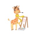 Giraffe In Scarf Painting