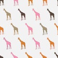Giraffe silhouettes vector seamless pattern Royalty Free Stock Photo