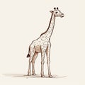 Minimalistic Hand Drawn Giraffe Vector Illustration
