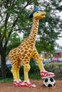 Giraffe with soccer ball made by lego