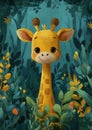 giraffe standing bushes production adorable unsettling look eyes entire large vertical blank spaces hello tall