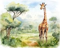 giraffe standing in a jungle nature environment.
